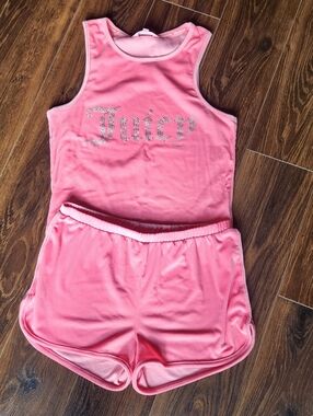Juicy Couture Pink Velour Tank & Shorts Lounge Set